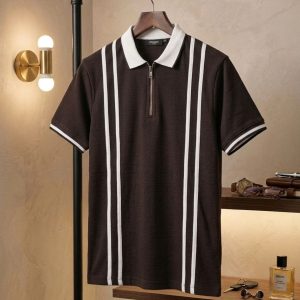 Premium Stripe Polo (Coffee)